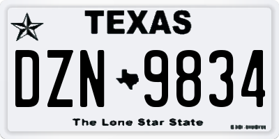 TX license plate DZN9834