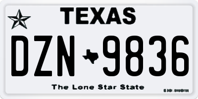 TX license plate DZN9836