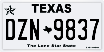 TX license plate DZN9837