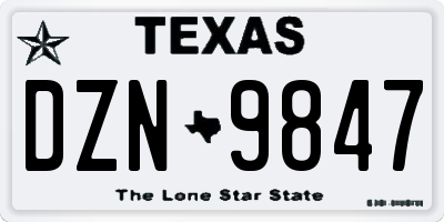 TX license plate DZN9847