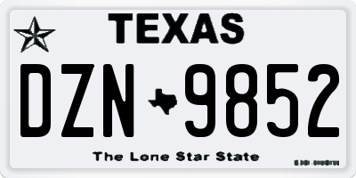 TX license plate DZN9852
