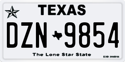 TX license plate DZN9854