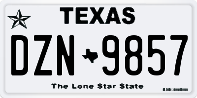 TX license plate DZN9857