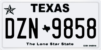 TX license plate DZN9858