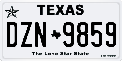 TX license plate DZN9859