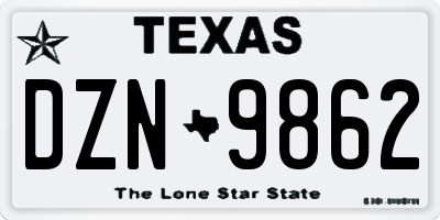 TX license plate DZN9862