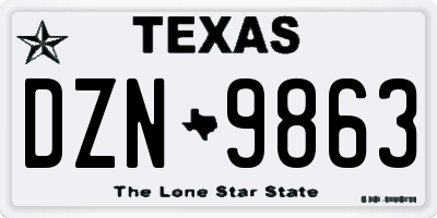 TX license plate DZN9863