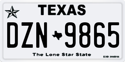 TX license plate DZN9865