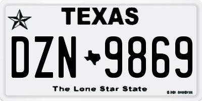 TX license plate DZN9869