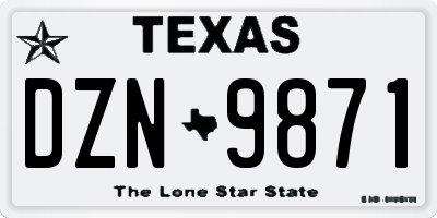 TX license plate DZN9871
