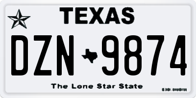 TX license plate DZN9874