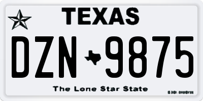 TX license plate DZN9875