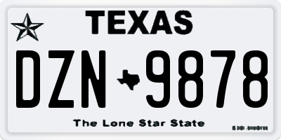 TX license plate DZN9878