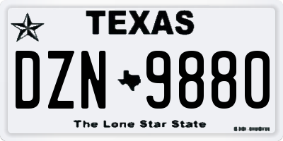 TX license plate DZN9880