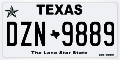 TX license plate DZN9889
