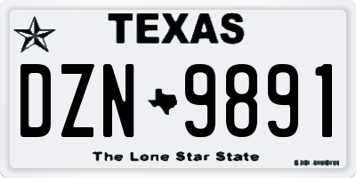 TX license plate DZN9891