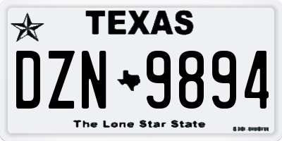 TX license plate DZN9894