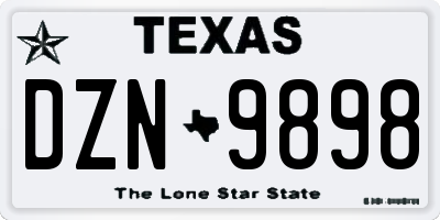 TX license plate DZN9898