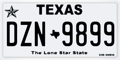 TX license plate DZN9899