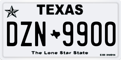 TX license plate DZN9900