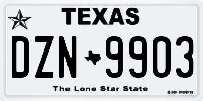 TX license plate DZN9903