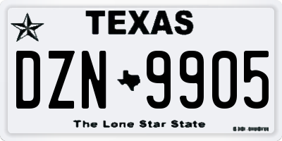 TX license plate DZN9905