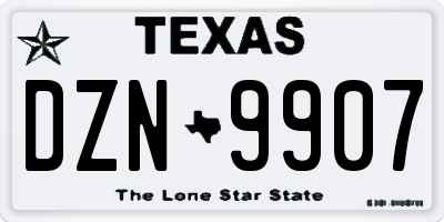 TX license plate DZN9907