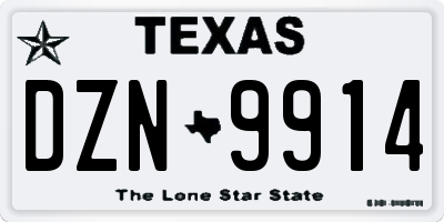 TX license plate DZN9914