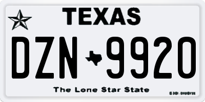 TX license plate DZN9920
