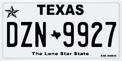 TX license plate DZN9927
