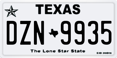 TX license plate DZN9935