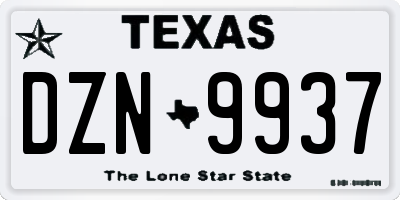 TX license plate DZN9937