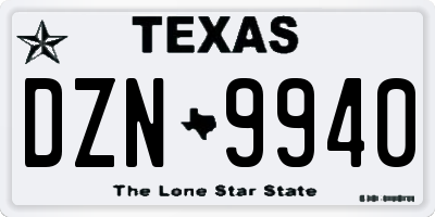 TX license plate DZN9940
