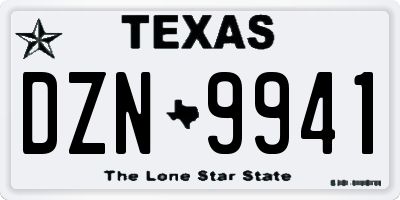 TX license plate DZN9941