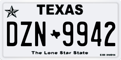TX license plate DZN9942