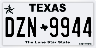 TX license plate DZN9944