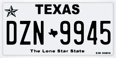 TX license plate DZN9945