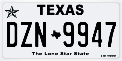 TX license plate DZN9947