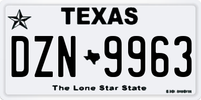 TX license plate DZN9963