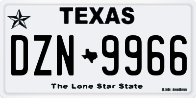 TX license plate DZN9966