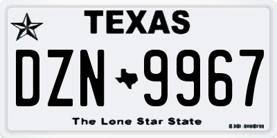 TX license plate DZN9967