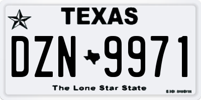 TX license plate DZN9971