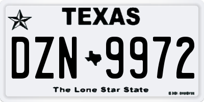 TX license plate DZN9972
