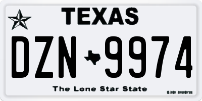 TX license plate DZN9974