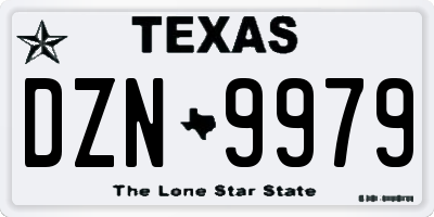 TX license plate DZN9979