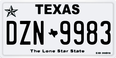 TX license plate DZN9983