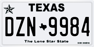 TX license plate DZN9984