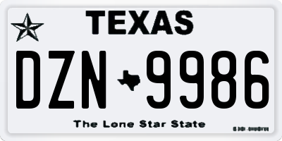 TX license plate DZN9986