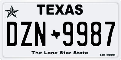 TX license plate DZN9987