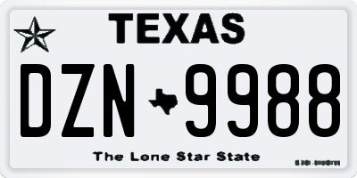 TX license plate DZN9988